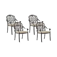 lot de 4 chaises de jardin aluminium marron cuivre coussins beiges ancona