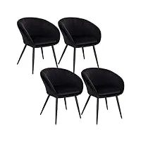 woltu bh244sz-4,chaise à manger noir en velours et métal,chaises de réception chaises de cuisine polyvalent