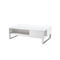 selsey kostrena - table basse relevable avec élément en verre trempé blanc 110x60 cm