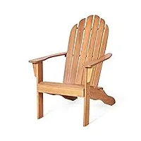 costway chaise de jardin extérieur adirondack en bois résistant aux intempéries avec dossier incurvé charge max. 170kg pour jardin/patio/pelouse et terrasse