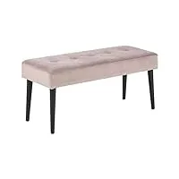 ac design furniture gloria banc, h: 45 x l: 95 x p: 38 cm, vieux rose/noir, velours/metal, 1 pc