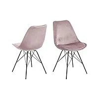 ac design furniture emanuel lot de 2 chaises de salle à manger en rose, chaises en velours, chaises de cuisine modernes, chaises rembourrées, meubles de salle à manger, h: 85,5 x p: 54 x l: 48,5 cm