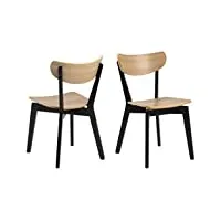 ac design furniture roxanne chaises de salle à manger 2 pièces, lot de 2 chaises de cuisine en bois, meubles de salle à manger, style scandinave rétro, h: 79,5 x l: 45 x p: 55 cm