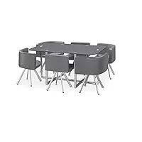 ensemble table de repas avec 6 chaises design madrid gris