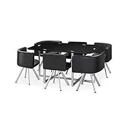 ensemble table de repas avec 6 chaises design madrid noir