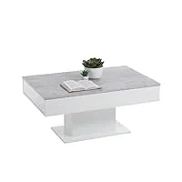 fmd furniture table de salon, panneau de particules, gris béton/blanc brillant, environ 100 x 65 x 45 cm
