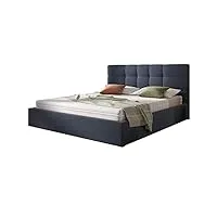 lit double komasan avec sommier à lattes en métal, 3 tailles de lit avec coffre de lit, lit double, lit capitonné avec tête de lit, chambre à coucher (sawana 80, 180 x 200 cm)