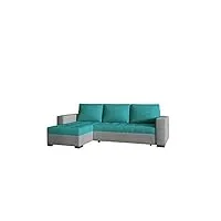 e-meubles canapé d'angle en lit convertible avec coffre 4/5 places - en simili cuir - salon & séjour - malabu (bleu+ gris clair (dora 85 + dora 90))