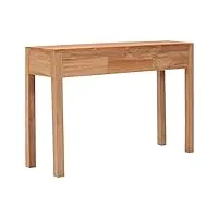vidaxl table console table d'entrée table de couloir avec 3 tiroirs salon salle de séjour maison intérieur 110x35x75 cm bois de teck solide