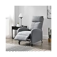 [en.casa] fauteuil relaxant avec dossier inclinable et repose-pieds housse textile gris clair 102x60x92 cm