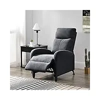 [en.casa] fauteuil relaxant avec dossier inclinable et repose-pieds housse textile gris foncé 102x60x92 cm