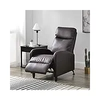 [en.casa] fauteuil relaxant avec dossier inclinable et repose-pieds housse pu similicuir marron 102x60x92 cm