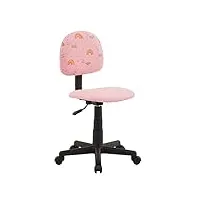 idimex chaise de bureau pour enfant alpaca fauteuil pivotant et ergonomique sans accoudoirs, siège à roulettes avec hauteur réglable, revêtement en synthétique rose avec motif lama