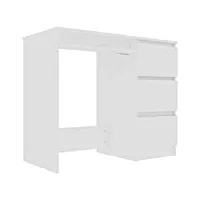 vidaxl bureau table d'ordinateur table d'etude informatique maison blanc 90x45x76 cm aggloméré