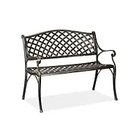 relaxdays banc de jardin et de balcon, 2 sièges, design antique, en aluminium hlp 82x102x60 cm, noir bronze