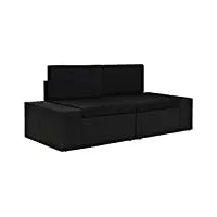vidaxl canapé sectionnel 2 places sofa de jardin meuble d'extérieur canapé de terrasse sofa de patio résistant aux intempéries résine tressée noir