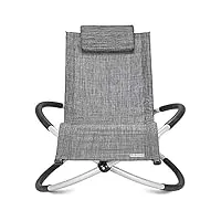 casaria chaise longue à bascule naples gris en acier laqué fauteuil inclinable pliable chaise de jardin forme ergonomique relax