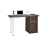hjh office 634750 bureau/table pour ordinateur easy work iii noyer foncé/blanc avec caisson