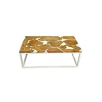 table basse rectangulaire en teck et résine blanche - design contemporain - paulette