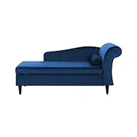 chaise longue méridienne côté droit en velours bleu avec rangement pour salon au style vintage et glamour beliani