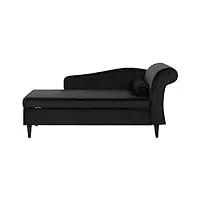 chaise longue méridienne côté droit en velours noir avec rangement pour salon au style vintage et glamour beliani