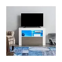 meuble tv led en mdf avec 5 compartiments de stockage sur salle de séjour, salon et chambre à coucher, 100 x 35 x 65 cm (gris)