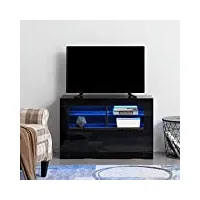 panana meuble tv led en mdf avec 5 compartiments de stockage sur salle de séjour, salon et chambre à coucher, 100 x 35 x 65 cm (noir)
