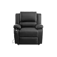 loungitude - detente - fauteuil de relaxation - electrique - releveur - en simili - noir