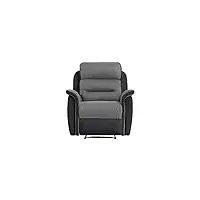 loungitude - leon - fauteuil de relaxation - manuel - inclinaison réglable - en simili/microfibre - noir/gris