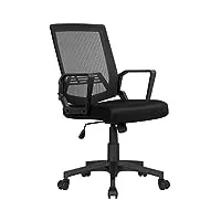 yaheetech chaise de bureau ergonomique en maille hauteur réglable dossier respirant à roulettes pivotantes charge 125kg noir