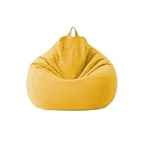 sac de haricot pouf couverture, pouf géant en toile pour intérieur et extérieur confortable coussin de sol siège poire, sans remplissage,jaune,l