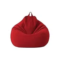 sac de haricot pouf couverture, pouf géant en toile pour intérieur et extérieur confortable coussin de sol siège poire, sans remplissage,rouge,m