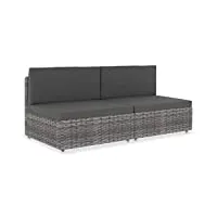 vidaxl canapé sectionnel 2 places meuble d'extérieur sofa de jardin sofa de patio canapé de terrasse résistant aux intempéries résine tressée gris