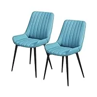 ancien chaises de salle à manger chaises de comptoir de cuisine salon loisirs salon chaises d'angle avec pieds en métal siège et dossiers en cuir pu (color : sky blue, size : 2pcs)