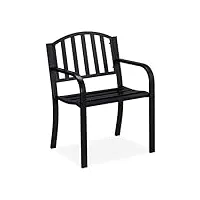 relaxdays chaise de jardin, fauteuil moderne avec accoudoirs, extra-large, acier, h x l x p : 82 x 60 x 48,5 cm, noir