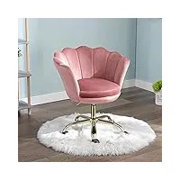 wahson chaise de bureau, fauteuil chambre en velours réglable en hauteur confortable avec pied en métal, rose