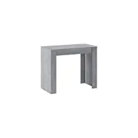 skraut home - table console extensible jusqu'à 140 cm, couleur ciment, dimensions fermée : 90x50x78 cm.