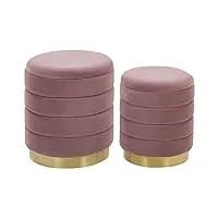 lot 2 poufs coffres de rangement en velours rose et base en acier doré idéals pour chambre ou salon au design glamour et chic beliani