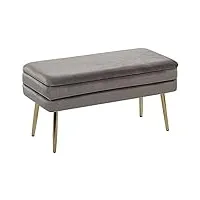 banquette design bout de lit en velours gris avec pieds obliques dorés meuble déco pratique pour salon chambre et couloir chic et glamour beliani