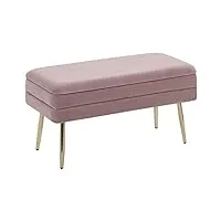 banquette design bout de lit en velours rose avec pieds obliques dorés meuble déco pratique pour salon chambre et couloir chic et glamour beliani