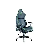 razer iskur - chaise de jeu haut de gamme avec support lombaire intégré (chaise de bureau, cuir synthétique multicouche, rembourrage en mousse, coussin de tête, réglable en hauteur) noir - vert