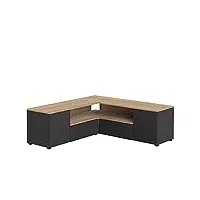 symbiosis angle meuble tv noir et chêne naturel 130x130.05x45 cm
