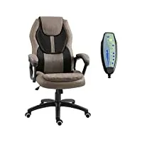 vinsetto fauteuil de bureau massant fauteuil bureau confortable hauteur réglable pivotant 360° polyester pu gris brun