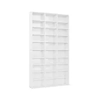 vidaxl armoire à cd bibliothèque etagère de rangement etagère à dvd livres avec 30 compartiments bureau blanc brillant 102x16x177,5 cm aggloméré