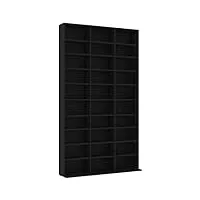 vidaxl armoire à cd bibliothèque etagère de rangement etagère à dvd livres avec 30 compartiments bureau noir 102x16x177,5 cm aggloméré