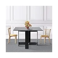 jeobest table à manger pliante, table basse pliable réglable et extensible table de salle à manger, pour salon cuisine jardin terrasse (noir)