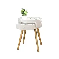 woltu 1 table de chevet table basse avec tiroir en mdf et bois,blanc