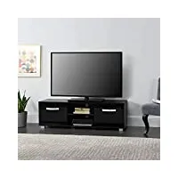 [en.casa] meuble tv moderne support télé avec 2 portes et 2 Étagères ouvertes panneau de particule mélaminé 120 x 40 x 38 cm noir