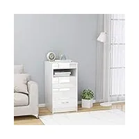 festnight armoire à tiroirs blanc brillant meubles de rangement armoire de bureau 40x50x76 cm aggloméré