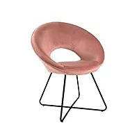 montemaggi fauteuil rond en velours avec jambes en fer noir de salon, chaise rembourré de salle à manger, fauteuil ergonomique de bureau, 71x59x84 cm, rose poudré